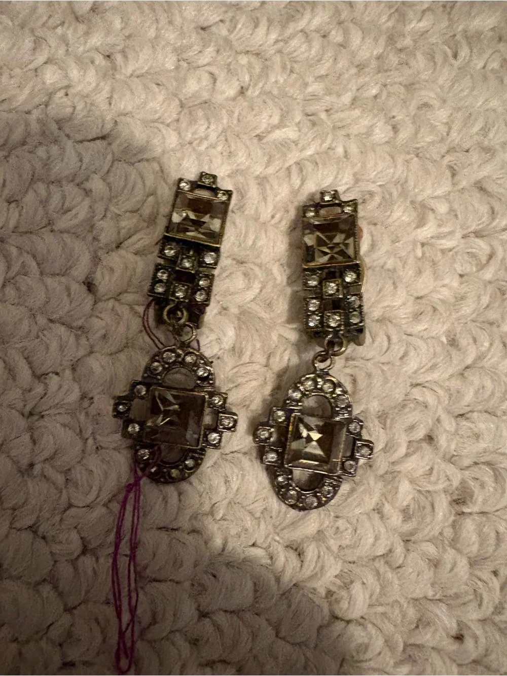 Vintage-Inspired Crystal Drop Dangle Earrings - Silver/pewter color and Clear